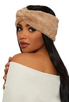 Womens Twist Front Faux Fur Headband,