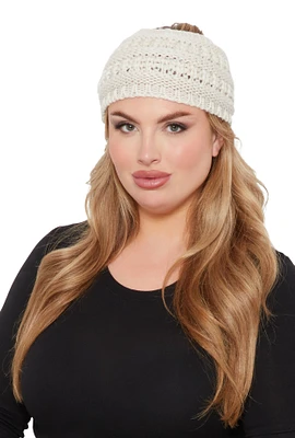Womens Knitted Headband, White