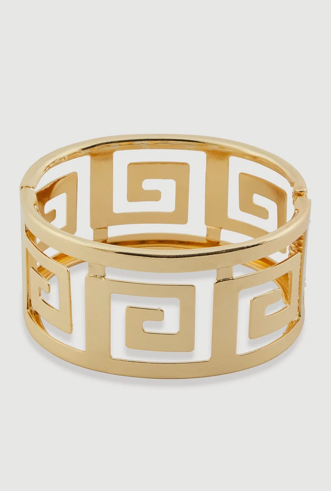Womens Greek Key Cuff Bracelet, Gold
