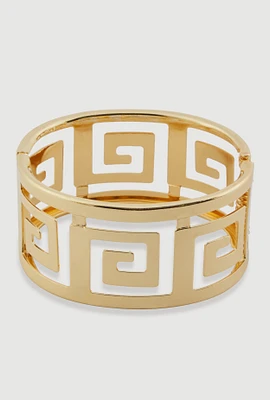 Womens Greek Key Cuff Bracelet, Gold
