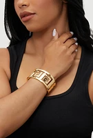 Womens Greek Key Cuff Bracelet, Gold