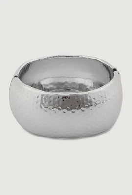 Womens Elegant Metallic Cuff Bracelet, Silver