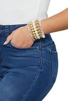 Womens Faux Pearl Beaded Stretch Bracelets Set of 5,