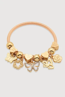 Womens I Love You Charm Bracelet, Gold