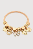 Womens I Love You Charm Bracelet, Gold