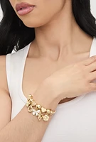 Womens I Love You Charm Bracelet, Gold