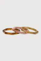 Womens Plus Size Marbled Resin Bangle Trio, Multi