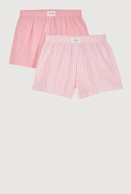 Womens Sleep Shorts 2 Pack, Pink, Size M