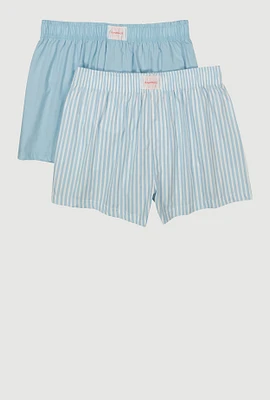 Womens Striped Sleep Shorts 2 Pack, Blue,