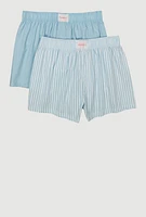 Womens Striped Sleep Shorts 2 Pack, Blue,