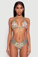 Womens Patterned Strappy Bikini Set,