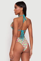 Womens Patterned Strappy Bikini Set,