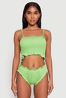 Womens Smocked Swim Cami and Bikini Bottoms Set, XL