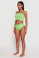 Womens Smocked Swim Cami and Bikini Bottoms Set, XL