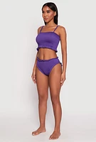 Womens Smocked Swim Cami and Bikini Bottoms Set, Purple, Size XL