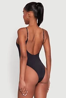 Womens Bebe Rhinestone One Piece Swimsuit, Black, Size M