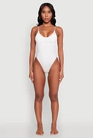 Womens Bebe Rhinestone One Piece Swimsuit,