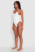 Womens Bebe Rhinestone One Piece Swimsuit,