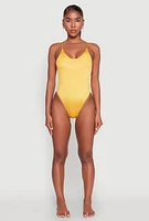 Womens Bebe Rhinestone One Piece Swimsuit, Orange, Size XL