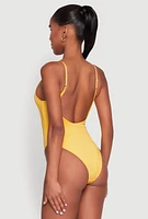 Womens Bebe Rhinestone One Piece Swimsuit, Orange, Size XL