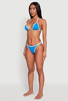 Womens Contrast Trim Swim Bikini Top, Blue,