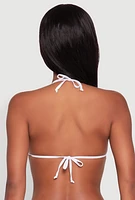 Womens Contrast Trim Detail Triangle Swim Bikini Top, Black, Size XL