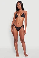 Womens Basic Swim Triangle Bikini Top, Black, Size L