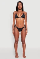 Womens Basic Swim Triangle Bikini Top, Black, Size L