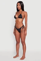 Womens Basic Swim Triangle Bikini Top, Black, Size L