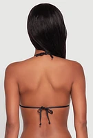 Womens Basic Swim Triangle Bikini Top, Black, Size L