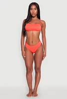 Womens Tie Back Swim Bandeau Bikini Top, Orange,