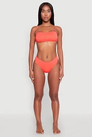 Womens Tie Back Swim Bandeau Bikini Top, Orange,