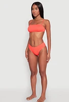 Womens Tie Back Swim Bandeau Bikini Top, Orange,