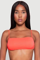 Womens Tie Back Swim Bandeau Bikini Top, Orange,