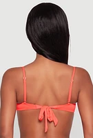 Womens Tie Back Swim Bandeau Bikini Top, Orange,