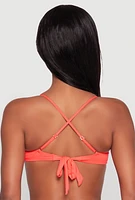 Womens Tie Back Swim Bandeau Bikini Top, Orange,