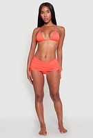 Womens Triangle String Tie Back Swim Bikini Top, Orange,