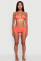 Womens Triangle String Tie Back Swim Bikini Top, Orange,