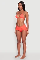 Womens Triangle String Tie Back Swim Bikini Top, Orange,