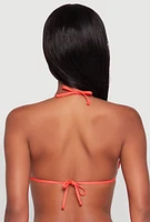 Womens Triangle String Tie Back Swim Bikini Top, Orange,