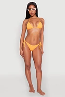 Womens Tie Back Triangle Swim Bikini Top, Orange, Size M