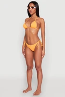 Womens Tie Back Triangle Swim Bikini Top, Orange,