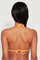 Womens Tie Back Triangle Swim Bikini Top, Orange, Size M