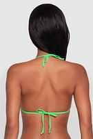 Womens Solid Swim Triangle Bikini Top, Green, Size L