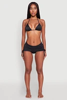 Womens Triangle Swim Bikini Top, Black, Size XL