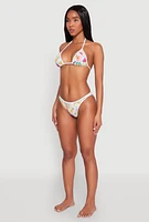 Womens Floral Tropical Print Swim Bikini Top, Multi