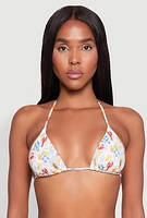 Womens Tropical Crab Papaya Print Swim Bikini Top, Multi, Size XL