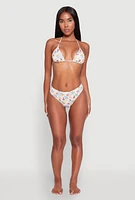 Womens Tropical Crab Papaya Print Swim Bikini Top, Multi, Size XL