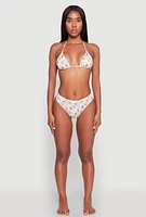 Womens Tropical Crab Papaya Print Swim Bikini Top, Multi, Size XL