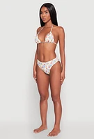 Womens Tropical Crab Papaya Print Swim Bikini Top, Multi, Size XL